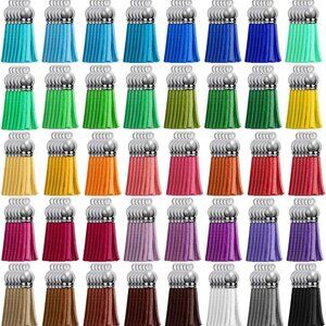 200pcs Leather Keychain Tassels Bulk for Crafts, Acrylic Blanks, Charms, Earring
